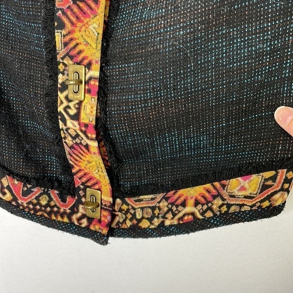 𝅺RACHEL Roy tweed fringe trim abstract print blazer - Picture 5 of 10